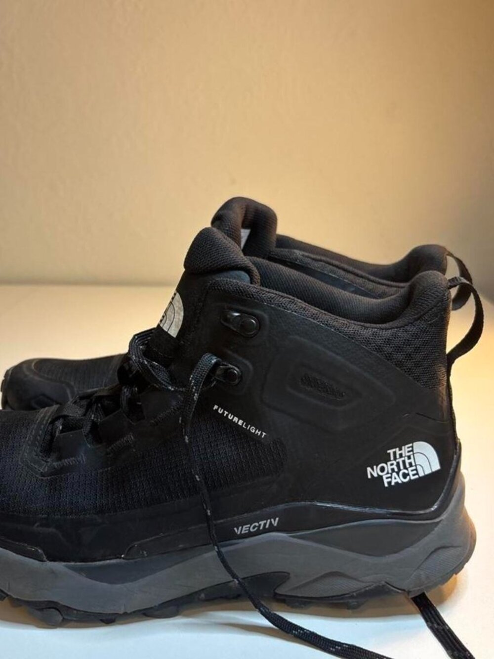 The North Face black future light vectiv hiking boots
